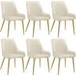 Chaises - tectake - lot de 6 chaises rembourres avane aspect velours forme ergonomique et dossier haut ...
