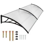 Marquise - tectake - marquise auvent de porte en polycarbonate 200 cm x 93 cm transparent