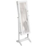 Armoire a bijoux - tectake - meuble � bijoux armoire � bijoux avec miroir 147 cm x 45 cm x 37 cm - blanc ...