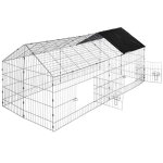 Tectake parc d?extrieur  lapins et petits rongeurs avec 1 toit en mtal 180 cm x 75 cm x 75 cm - noir ...