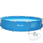 Kit piscine - tectake - piscine summertime avec cadre en acier solide pompe  filtre incluse 360 x 76 ...
