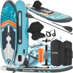 Stand up paddle - tectake - planche de paddle debout 2en1 gonflable lger et antidrapant complet avec ...