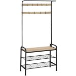 Penderie - tectake - penderie alberta en acier rev�tu par poudre avec crochets 855 x 36 x 184 cm - bois ...