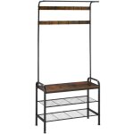 Penderie - tectake - porte - manteau alberta en acier rev�tu par poudre avec crochets 855 x 36 x 184 ...