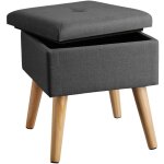 Tabouret - tectake - pouf elva coffre de rangement carr� tabouret tissu 325 cm x 325 cm x 365 cm 300 ...