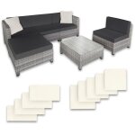 Canap� de jardin - tectake - salon lounge dext�rieur amy modulable en rotin rembourr� 5 avec 1 table ...