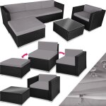 Salon de jardin - tectake - salon bas de jardin milan pour 4 ou 5 p�rsonnes en rotin au style lounge ...