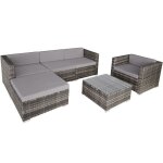 Salon bas de jardin - tectake - salon lounge 5 places milan contemporain coussins �pais en r�sine tress�e ...
