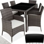 Salon de jardin - tectake - ensemble dtente repas dextrieur porto 6 personnes encastrable et rsistant ...