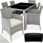 Salon de jardin - tectake - ensemble d�tente repas dext�rieur porto 6 personnes encastrable et r�sistant ...