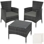 Salon de jardin - tectake - ensemble d�tente dext�rieur lucerne pour 2 personnes avec table et 2 sets ...