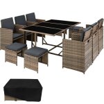 Salon de jardin - tectake - ensemble repas dextérieur malaga 10 personnes pliable encastrable en rotin ... Salon de jardin - tectake - ensemble repas dextérieur malaga 10 personnes pliable encastrable en rotin ...