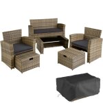 Ensemble table chaise de jardin - tectake - salon de jardin modena 4 - 6 places plateau en verre de s�curit� ...