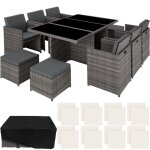Ensemble de jardin - tectake - salon de jardin 10 places new york 2 sets housses + protection encastrable ...