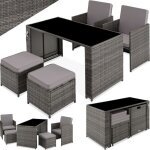 Salon de jardin - tectake - ensemble salon de jardin palerme 4 places confortable en r�sine r�sistant ...