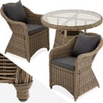 Salon de jardin - tectake - ensemble lounge d�tente z�rich 2 personnes fauteuils et cadre en aluminium ...