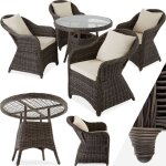 Ensemble table chaise de jardin - tectake - salon de jardin z�rich 4 places cadre en aluminium et plateau ...