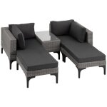 Salon de jardin - tectake - fauteuils lounge dextrieur bellaria modulables en canap ou transats en ...