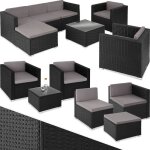 Salon de jardin - tectake - ensemble lounge dextrieur lignano 6 places modulaire fauteuils et 1 table ...