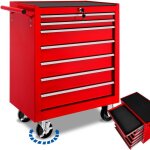 Servante atelier - tectake - servante datelier 7 tiroirs spacieux verrouillables avec tapis antidrapant ...