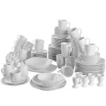 Tectake service de 100 pices en porcelaine maille salerno pour 12 personnes compatible lave - vaisselle ...