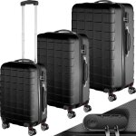 Set de valises - tectake - lot de 3 bagages jakub rigides de voyage avec serrure � combinaison tsa et ...