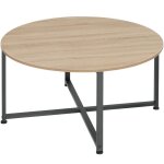 Table basse - tectake - table de salon ronde aberdeen en bois et acier 885 x 47 cm - bois clair