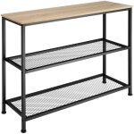 Table console - tectake - console tacoma au style industriel en bois et acier 100 x 30 x 81 cm - marron ...