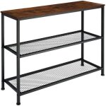 Table console - tectake - console tacoma au style industriel en bois et acier 100 x 30 x 81 cm - marron ...