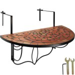 Table de jardin - tectake - table pliante terrasse suspendue mosa�que 75 x 65 x 62 cm - marron terracotta ...
