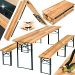 Table et blancs de jardin - tectake - ensemble repas dextrieur ralf avec grands bancs en bois laqu ...