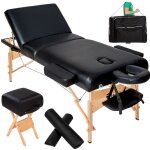Table de massage - tectake - table de soin pliante 3 zones avec tabouret et sac de transport inclus - ...