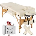 Table de massage - tectake - table de soin pliante suman 2 zones 220 x 59 x 655 - 875 cm - beige