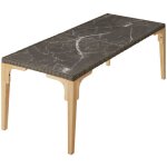 Table de jardin - tectake - table de repas foggia en rotin avec plaque en grs amovible cadre aluminium ...