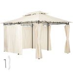 Barnum - tectake - tonnelle emine 4 x 3 m pavillon de jardin cordes de serrage et piquets inclus - crme ...