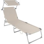 Bains de soleil - tectake - chaise longue transat de jardin en acier pliable 4 positions pare - soleil ...