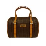 Sac bowling - ted lapidus - fidelio - marron - cuir - 100% tissu