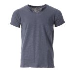 Tee shirt - blaggio - marius assor 24 - col v - manches courtes - bleu ptrole