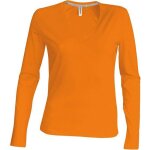 Tee - shirt femme col v manches longues kariban 100% coton - orange Tee - shirt femme col v manches longues kariban 100% coton - orange