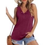 Dbardeur femme t sans manches col en v boutonn - fondupin - vin rouge