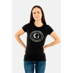 Tee shirt femme guess jeans - g crest logo r3 jblk jet black - coupe droite - manches courtes - col arrondi ...