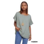 Tee shirt femme manches courtes - col rond - couleur vert - sullivan - large Tee shirt femme manches courtes - col rond - couleur vert - sullivan - large