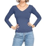 Tee shirt femme manches longues - tee shirt femme col en v - taille unique - couleur bleu - mela mode ... Tee shirt femme manches longues - tee shirt femme col en v - taille unique - couleur bleu - mela mode ...
