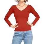 Tee shirt femme manches longues - mela mode - col v - rouge Tee shirt femme manches longues - mela mode - col v - rouge
