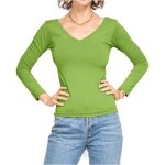 Tee shirt femme manches longues - mela mode - col en v - vert - regular