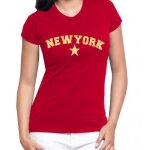 Tee shirt femme - new york - rouge - 100% coton - manches courtes - coupe ajuste
