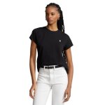 Tee shirt femme ralph lauren noir - col rond & manches courtes - 100% coton