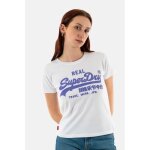 Tee shirt femme - superdry - neon vl graphic fitted - blanc - 100% coton - manches courtes - col arrondi ...