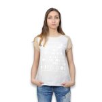 Tee shirt femme - tiffosi - beige - manches courtes - col rond - bi mati�re