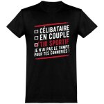 Tee - shirt homme humoristique - otshirt - clibataire en couple tir sportif - 100% coton 185gr - noir ...